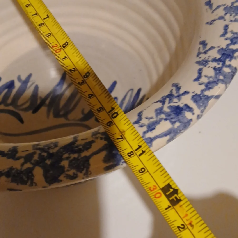 Vintage Blue and Cream Popcorn Bowl